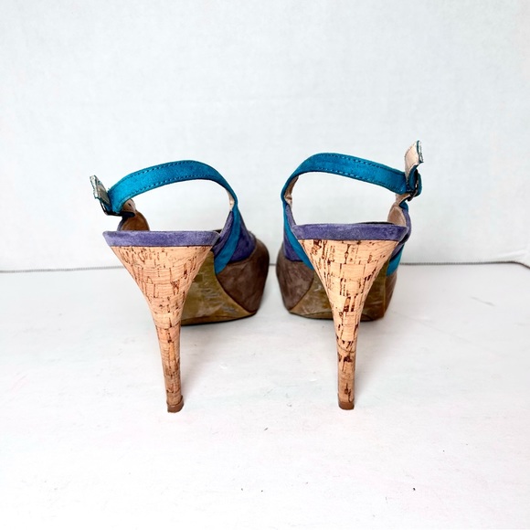 Guess Slingback Sandals Women’s Color Block Suede Blue Size 7.5 - Picture 4 of 8